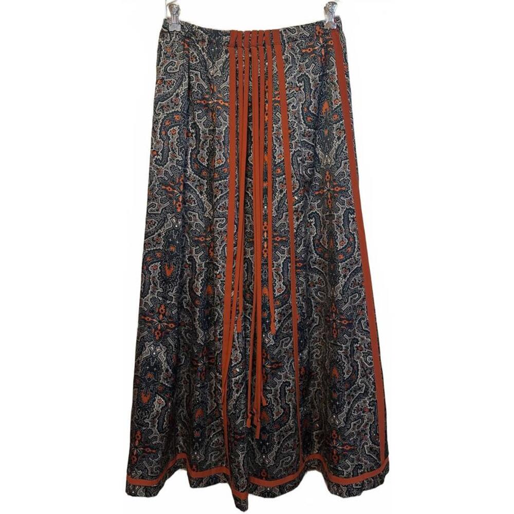 Vintage Chessa Davis Boho Paisley Print Long Skirt size M